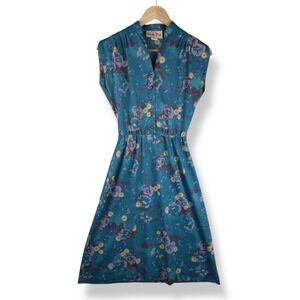 Vintage 80s Route One Womens Dress Size 6 Floral Retro Summer Union Made in USA